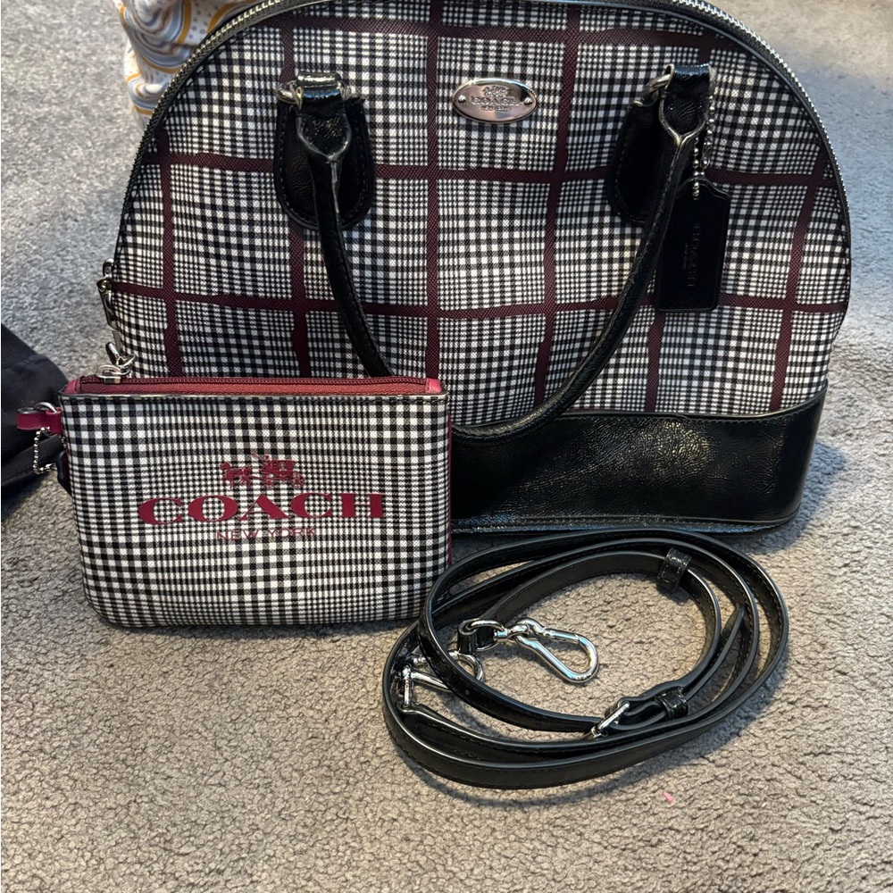 Coach Peyton Cora Glen domed satchel with long strap and matching wristlet